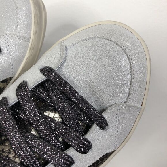New P448 Skate Snakeskin Print Leather High Top Sneaker Glitter Laces Sz 35/US 5 - Picture 6 of 12